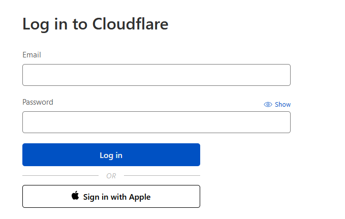 Cloudflare Dashboard sayfasına giriş yapın.