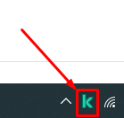 Sağ alt köşeden Kaspersky uygulamasını açın.