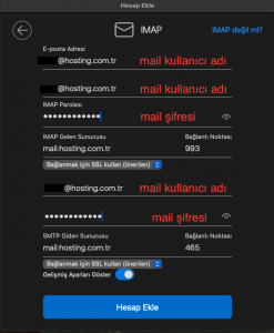 Outlook 2016 MacOS IMAP kurulumu adımları