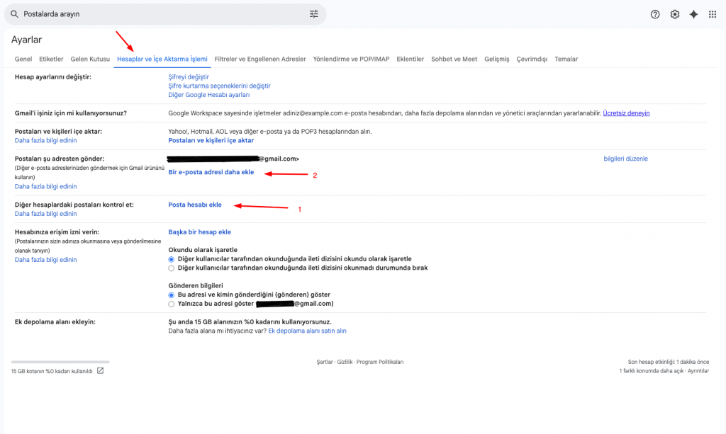 gmail mail ekleme