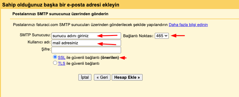 gmail mail ekleme